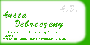 anita debreczeny business card